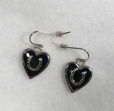Black Heart Horseshoe Earrings