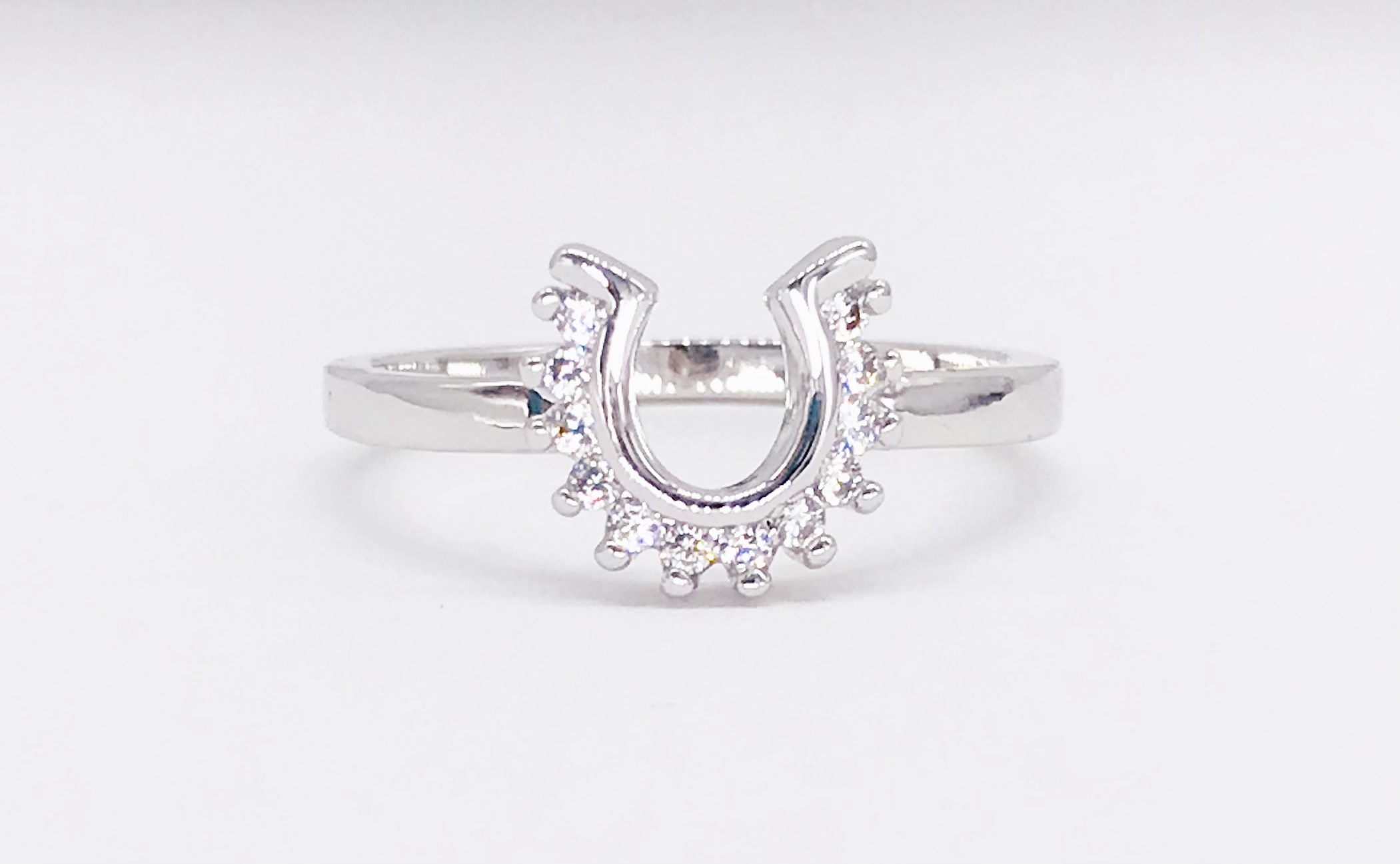 R.S. Covenant Silver Dainty CZ Horseshoe Ring
